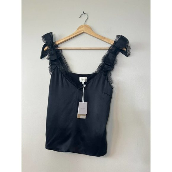 Cami NYC Freya Bow Strap Silk Lace Casual Top Women's Black Size: XXS NWT - Picture 3 of 10